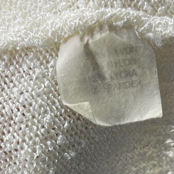 Cache Sweater Size Small Ivory Lace Detail Slinky Knit Stretch 3/4 Sleeve Womens - Picture 5 of 5